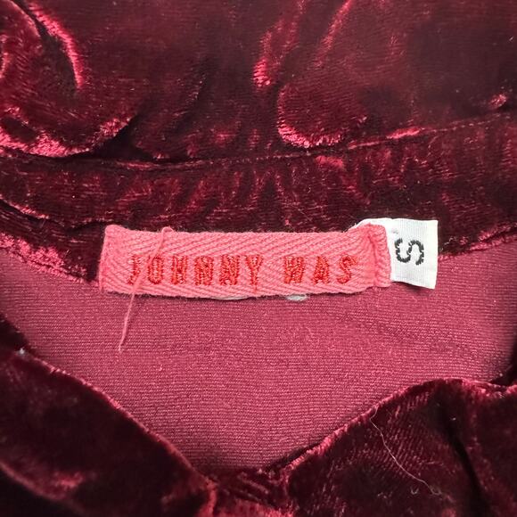 JOHNNY WAS Burgundy Red Floral Embroidered Snap Front Top Size Small Womens - Picture 6 of 10